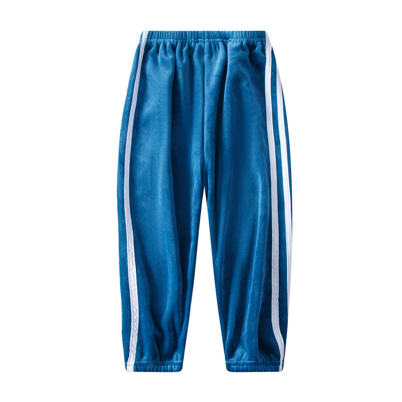 Double-sided Brushed Girls Outer Wear Sports Pants Fleece-lined Thickened Baggy Pants