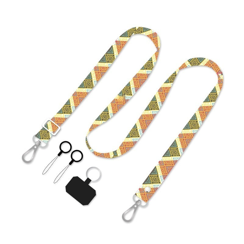 Backless Crossbody Widened Printing Anti-lost Hang Rope Fixed Card Type Mobile Phone Shoulder Strap Neck Rope