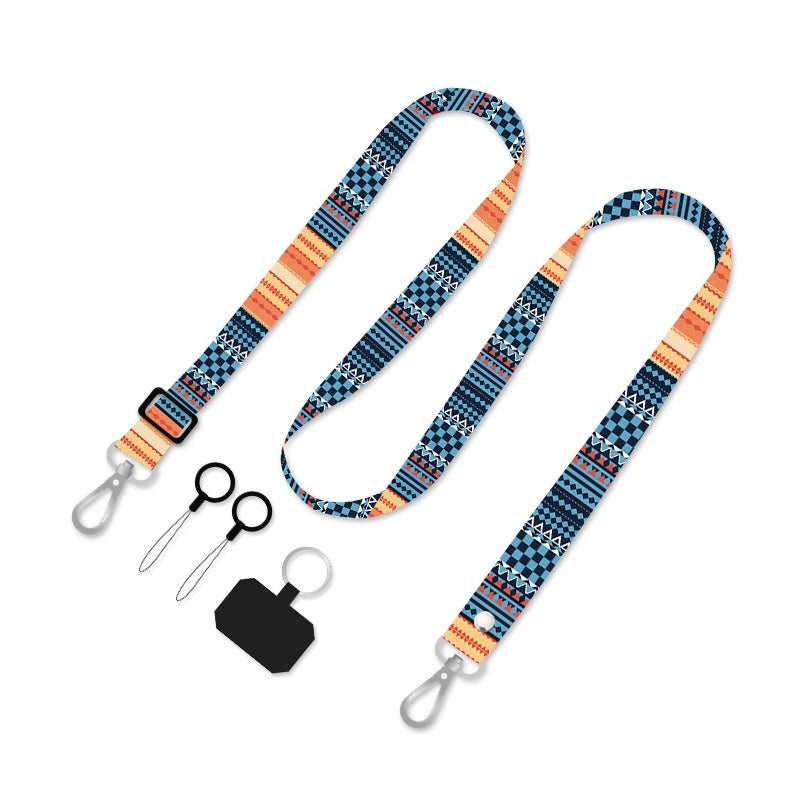 Backless Crossbody Widened Printing Anti-lost Hang Rope Fixed Card Type Mobile Phone Shoulder Strap Neck Rope