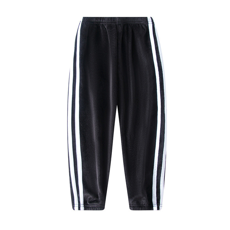 Double-sided Brushed Girls Outer Wear Sports Pants Fleece-lined Thickened Baggy Pants