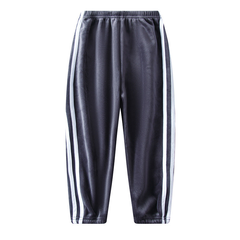 Double-sided Brushed Girls Outer Wear Sports Pants Fleece-lined Thickened Baggy Pants