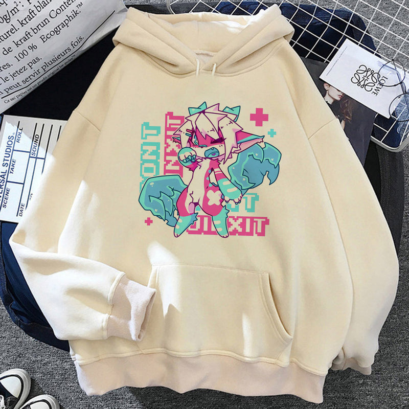 Furry Hoodie Youthful Y2K Pattern Kawaii Athleisure Teen