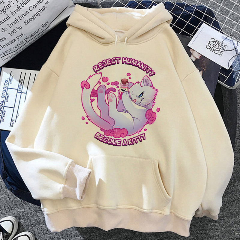 Furry Hoodie Youthful Y2K Pattern Kawaii Athleisure Teen