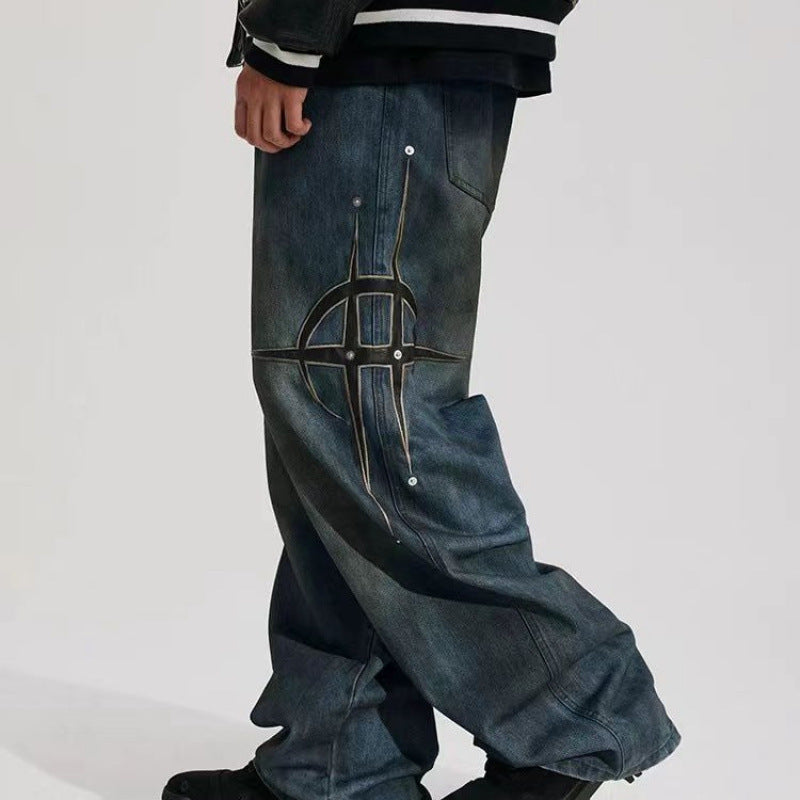 Retro Street Baggy Straight Trousers