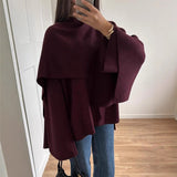 Shawl Cape Scarf Collar Knitted Short Overcoat Jacket