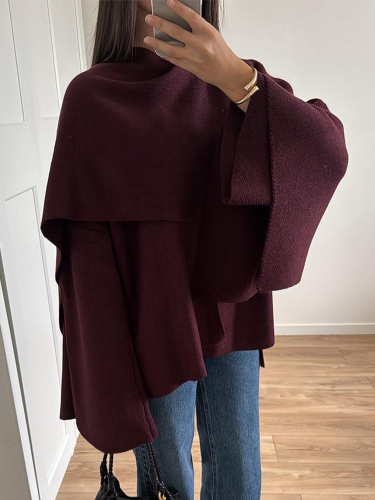 Shawl Cape Scarf Collar Knitted Short Overcoat Jacket