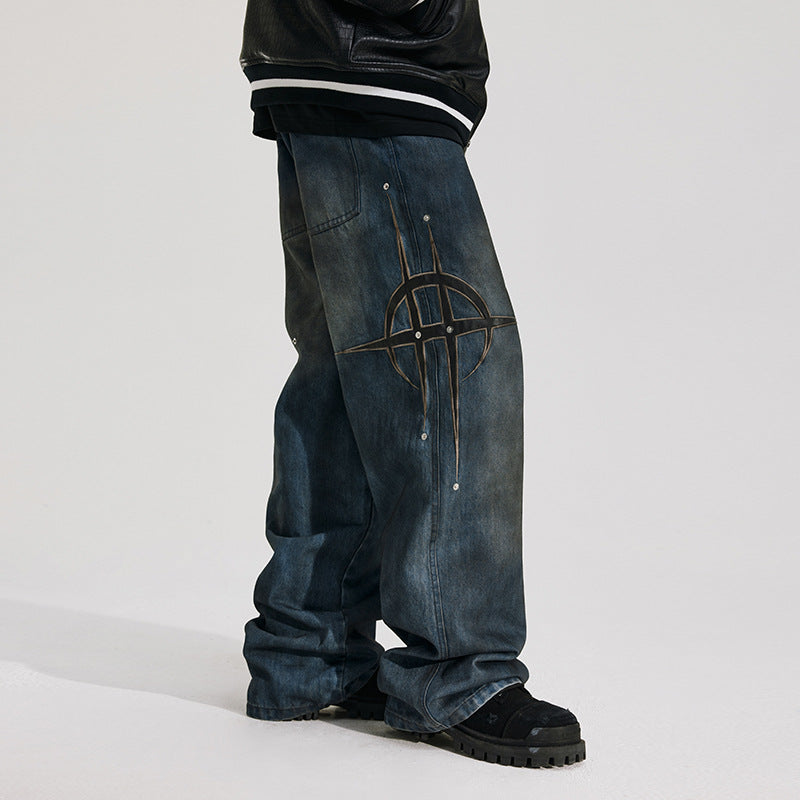 Retro Street Baggy Straight Trousers