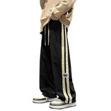 Men Casual Pants Retro Striped Men's Sweatpants with Elastic Waist Wide Leg for Comfortable Street Style Soft for Casual