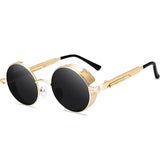 Classic Gothic Steampunk Sunglasses Men Women Brand Designer Vintage Round Metal Frame Sun Glasses High Quality UV400