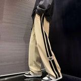 Men Casual Pants Retro Striped Men's Sweatpants with Elastic Waist Wide Leg for Comfortable Street Style Soft for Casual