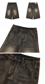 Oversized Hip Hop Jeans Shorts for Men Summer Retro Wide Leg Denim Knee Lenght Pants