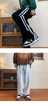 Men's Corduroy Pants High Street Style Loose Fit Straight Leg Casual Trousers Trendy Brand Draped Stripe Spring Autumn