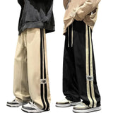 Men Casual Pants Retro Striped Men's Sweatpants with Elastic Waist Wide Leg for Comfortable Street Style Soft for Casual