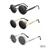 Classic Gothic Steampunk Sunglasses Men Women Brand Designer Vintage Round Metal Frame Sun Glasses High Quality UV400