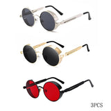 Classic Gothic Steampunk Sunglasses Men Women Brand Designer Vintage Round Metal Frame Sun Glasses High Quality UV400