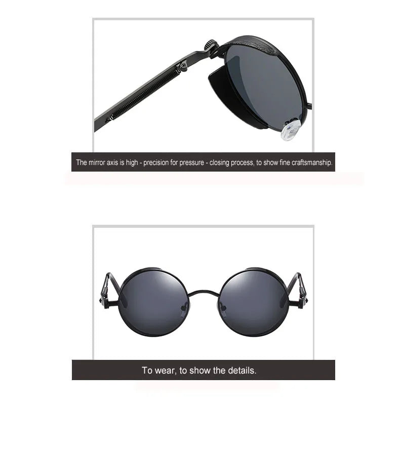 Classic Gothic Steampunk Sunglasses Men Women Brand Designer Vintage Round Metal Frame Sun Glasses High Quality UV400