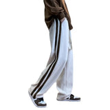 Men's Corduroy Pants High Street Style Loose Fit Straight Leg Casual Trousers Trendy Brand Draped Stripe Spring Autumn