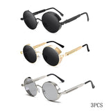 Classic Gothic Steampunk Sunglasses Men Women Brand Designer Vintage Round Metal Frame Sun Glasses High Quality UV400