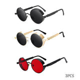 Classic Gothic Steampunk Sunglasses Men Women Brand Designer Vintage Round Metal Frame Sun Glasses High Quality UV400