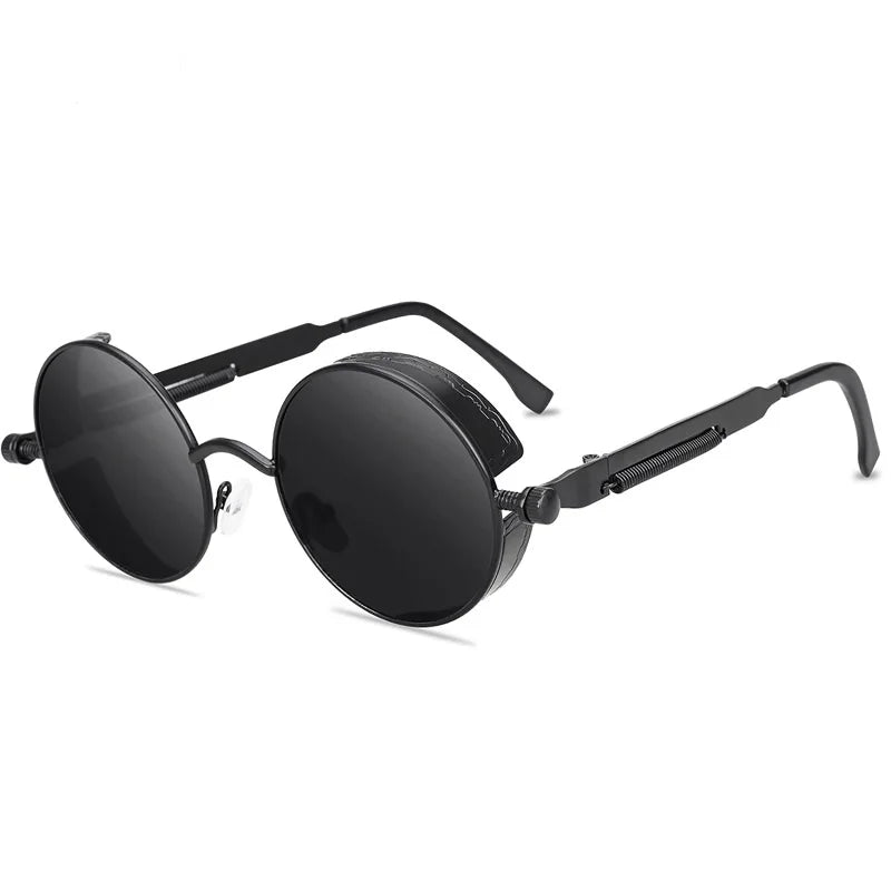 Classic Gothic Steampunk Sunglasses Men Women Brand Designer Vintage Round Metal Frame Sun Glasses High Quality UV400