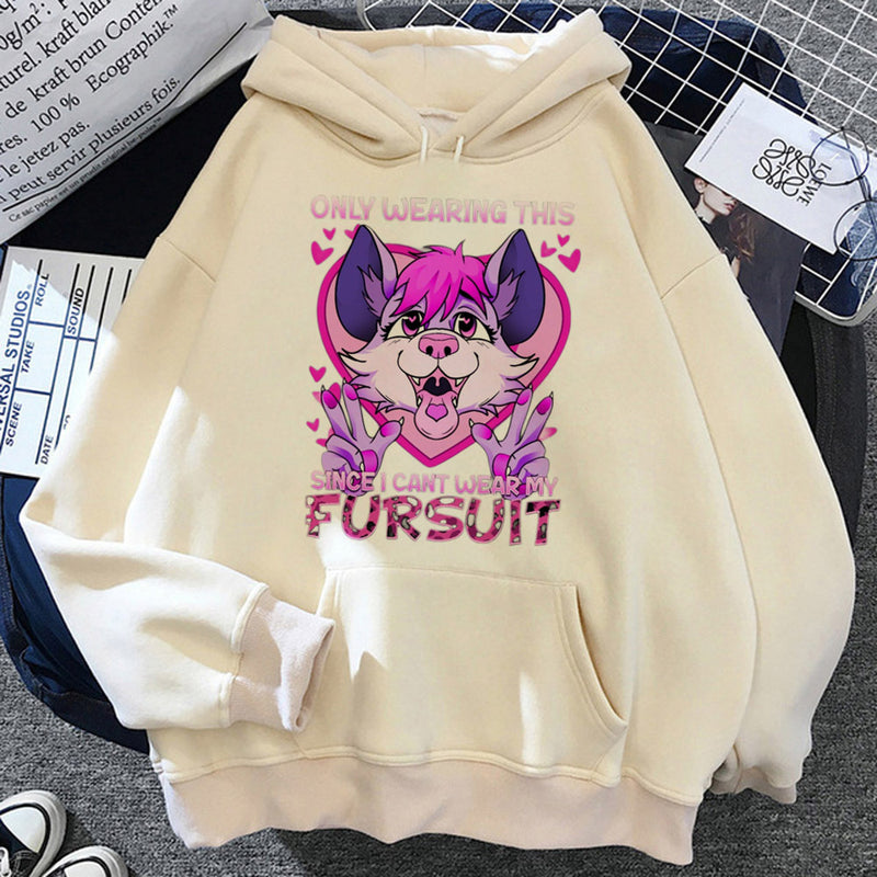 Furry Hoodie Youthful Y2K Pattern Kawaii Athleisure Teen