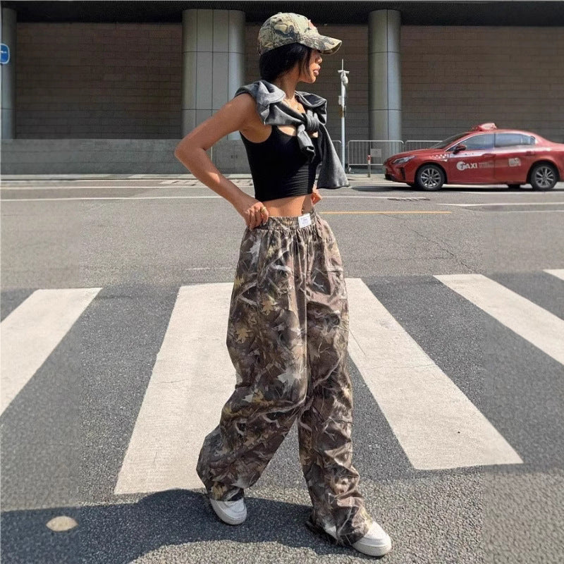 Slimming Casual Pants Hip Hop Retro Street Multi-pocket Camouflage Cargo Pants For Women Y2k Hip-hop Cargo Grunge Baggy Trousers