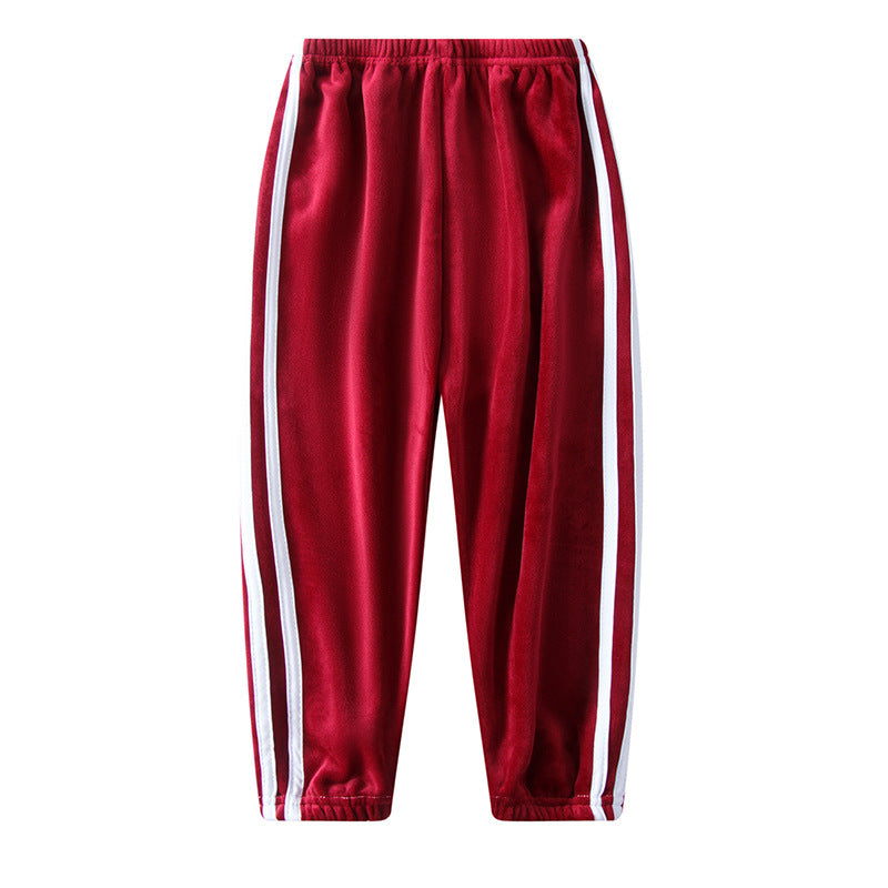 Double-sided Brushed Girls Outer Wear Sports Pants Fleece-lined Thickened Baggy Pants