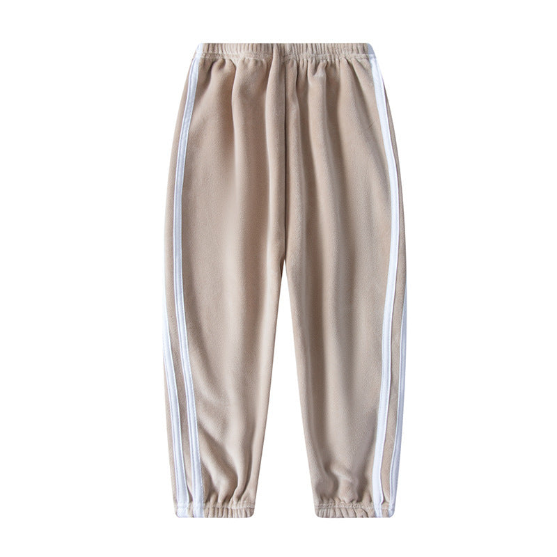 Double-sided Brushed Girls Outer Wear Sports Pants Fleece-lined Thickened Baggy Pants