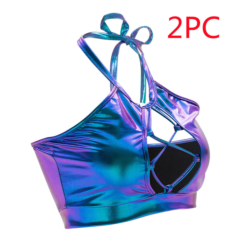 Metallic Night Raver - Festival Crop Top