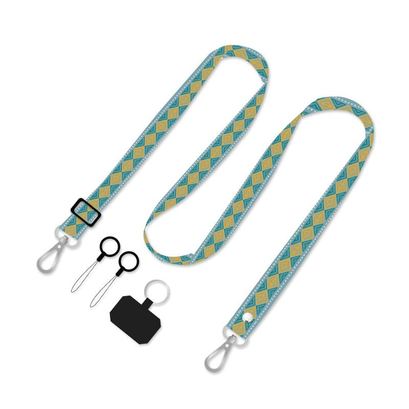 Backless Crossbody Widened Printing Anti-lost Hang Rope Fixed Card Type Mobile Phone Shoulder Strap Neck Rope