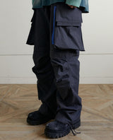 Multi-pocket Contrast Zip Casual Baggy Pants