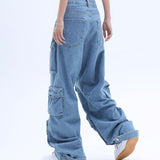 American High Street Multi-pocket Washed Baggy Jeans